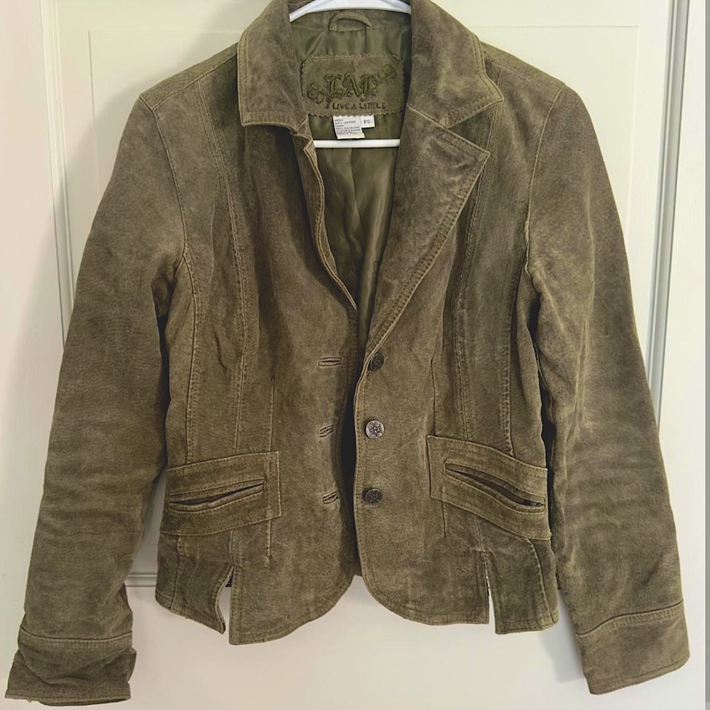 Vintage 100% Leather Green Jacket